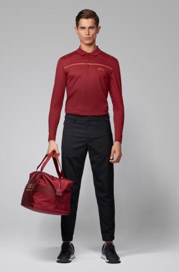 Koszulki Polo BOSS Long Sleeved Slim Fit Czerwone Męskie (Pl10816)